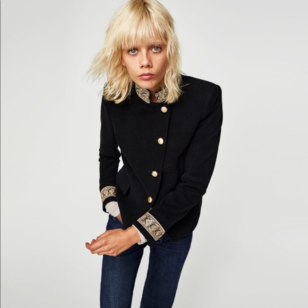 Zara black and gold inspired balmain jacket